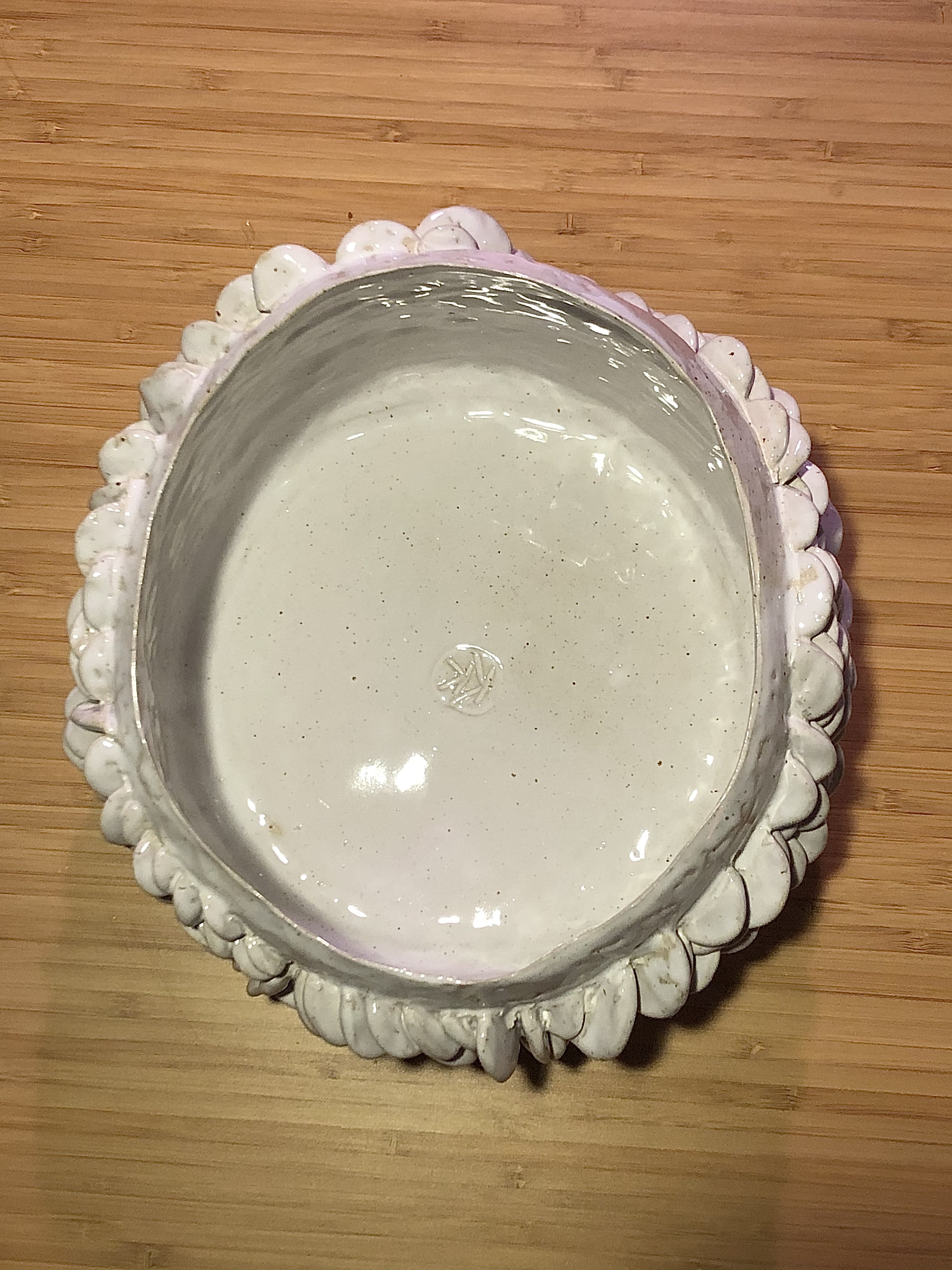 white, ceramic, plant pot from above